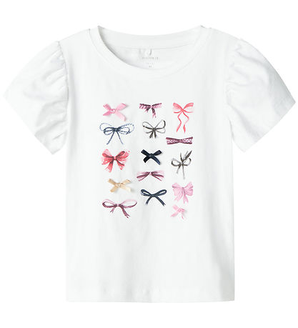 Name It T-shirt - NmfFilly - Bright White w. Bows