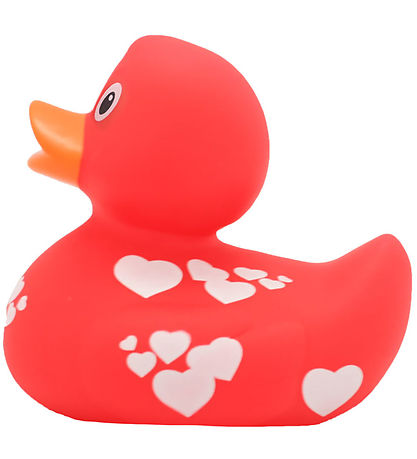 Rubber Duck - Red Duck w. White Hearts