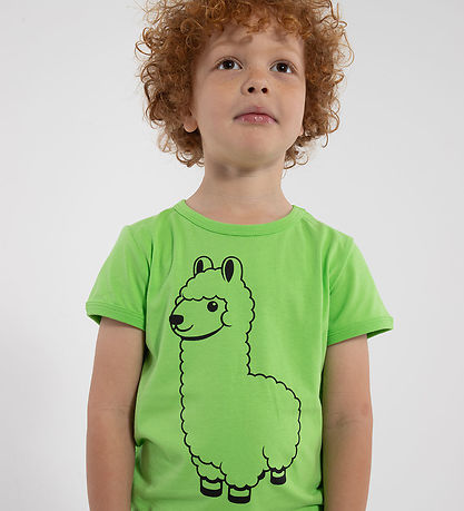 DÝR Stuttermabolur - AnimalHide - Björt Green Lama Buddy