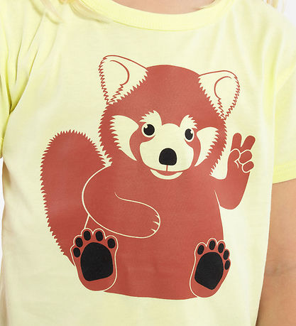 DÝR Stuttermabolur - Dýr Fela - Pastel Yellow Peace Rauð panda