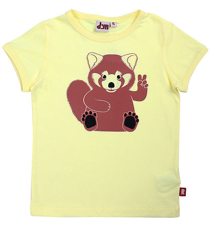 DÝR Stuttermabolur - Dýr Fela - Pastel Yellow Peace Rauð panda