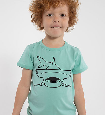 ANIMALS T-shirt - AnimalsHide - Aqua Outline Hammerhead Shark