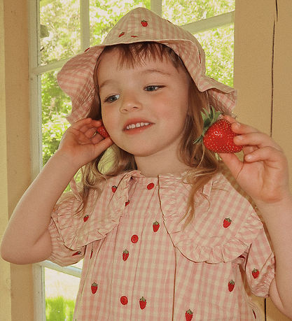 Flöss Sólhattur - Dolly - Bleikt Berry Gingham