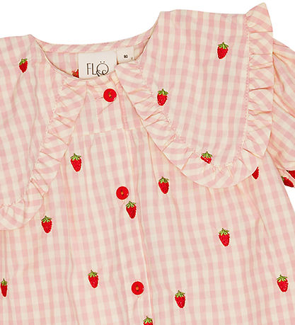 Flöss Mekko - Dolly - Vaaleanpunainen Berry Gingham