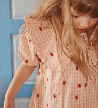 Flöss Mekko - Dolly - Vaaleanpunainen Berry Gingham