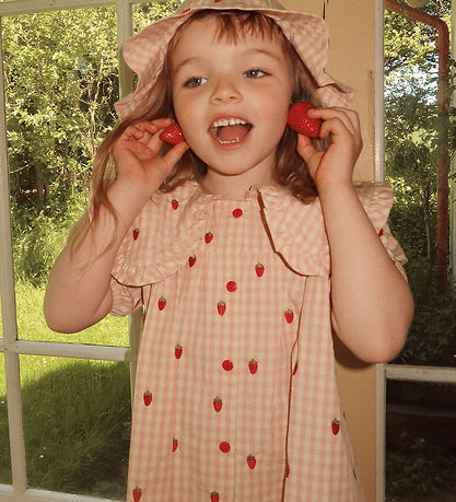 Flöss Mekko - Dolly - Vaaleanpunainen Berry Gingham