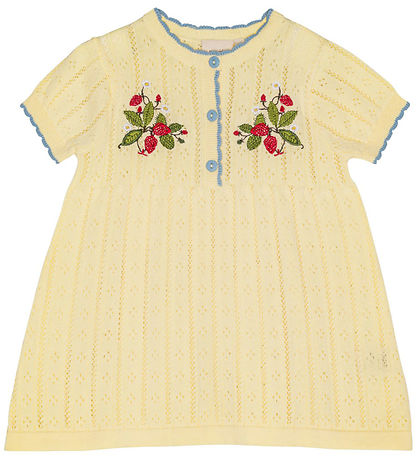Flöss Kjóll - Prjónað - Dream - Soft Yellow M. Mynsturprjón
