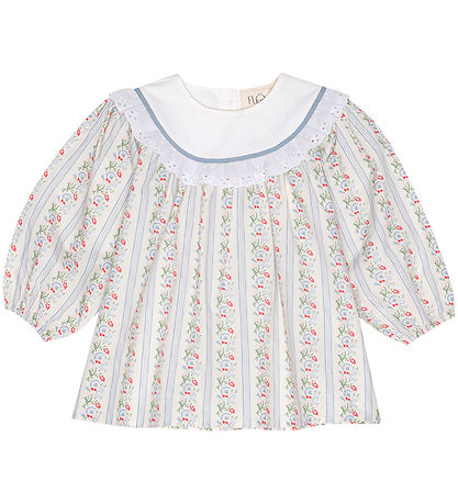 Flöss Kleid - Abigail - Soft White/Hell Blue