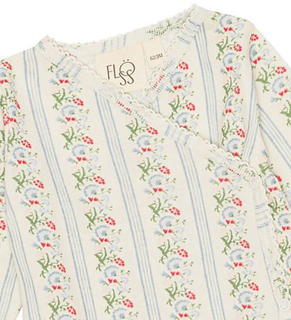 Flöss Wrap samfella l/e - Abigail - Soft White/Björt Blue
