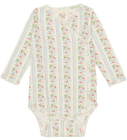 Flöss Wrap samfella l/e - Abigail - Soft White/Björt Blue