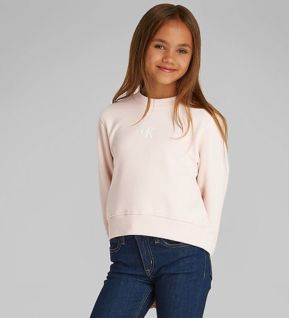 Calvin Klein Peysa - Ck Lógó - Silfur Peony Bleikt