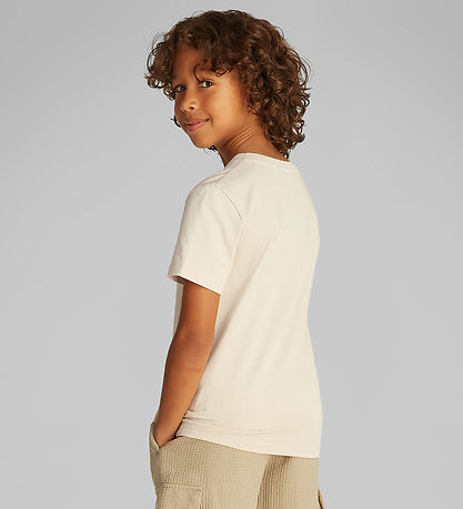 Calvin Klein Stuttermabolur - Bringa Surf Grafík - Oyster Grey
