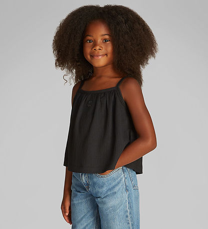 Calvin Klein Topp - Rib - Crinkle Strap - Ck Black