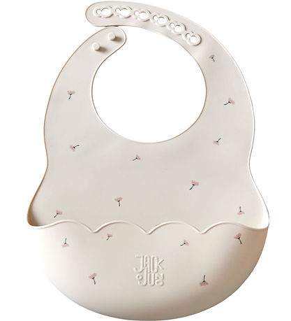 Jack o Juno Bib - Silicone - Poppy in Bloom - Cream w. Print