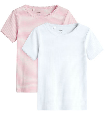 Name It T-Shirt - 2er-Pack - NmfFikatie - Rib - Lucent White/W S