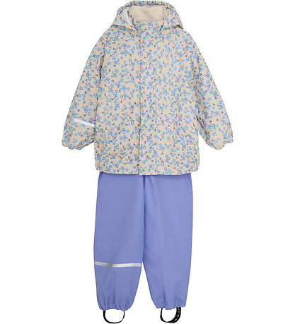 CeLaVi Rainwear w. Suspenders - PU - Blue Bell w. Print
