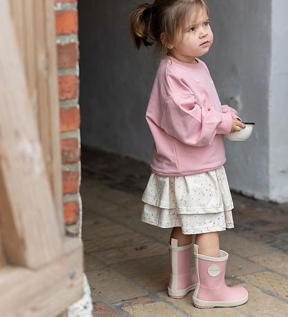 Pom Pom Rubber Boots - Rose with Dot
