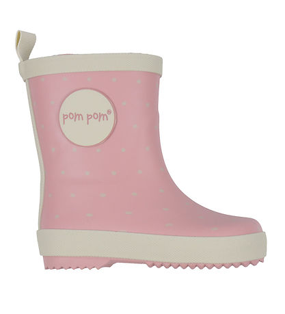Pom Pom Rubber Boots - Rose with Dot