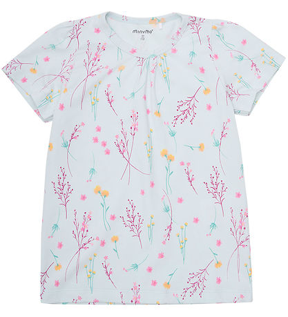 Ensemble de Shorts Minymo - T-Shirt/Shorts - Wan Blue av. Fleurs
