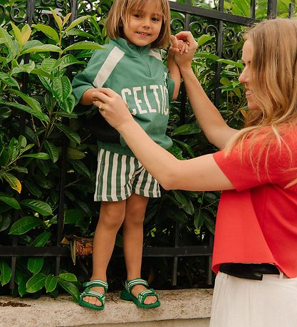 Bisgaard X Trine Ást Sandalar - Addie - Emerald Green Stripe