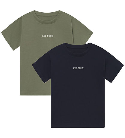 Les Deux T-shirts - 2er-Pack - Dexter - Dark Navy/Lichen Green