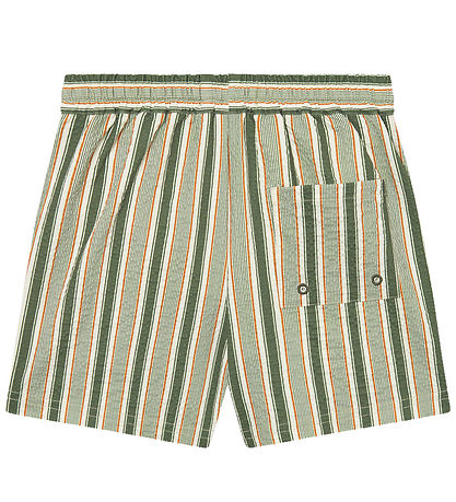 Les Deux Swim Shorts - Stan Stripe - Chive Green/Thai Curry
