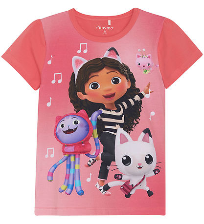 Minymo Stuttermabolur - Gabby's Dollhouse - Calypso Coral