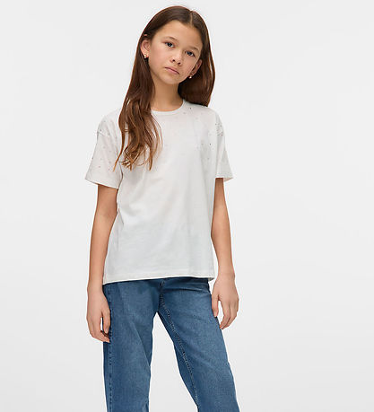 Vero Moda Girl Stuttermabolur - VmSparkly - Snow White/Rhineston