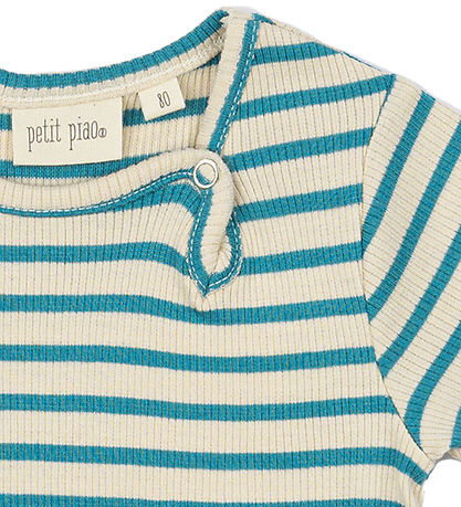 Petit Piao Samfella c/o - Rib - Modal - Grænblár/Dark Off White