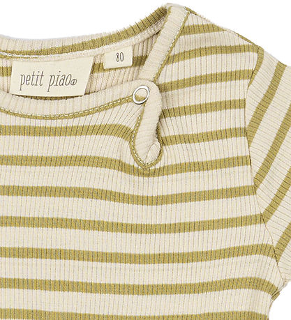 Petit Piao Bodysuit s/s - Rib - Modal - Khaki/Dark Off White