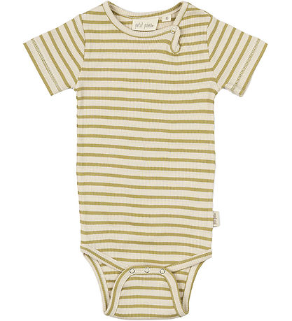 Petit Piao Bodysuit s/s - Rib - Modal - Khaki/Dark Off White