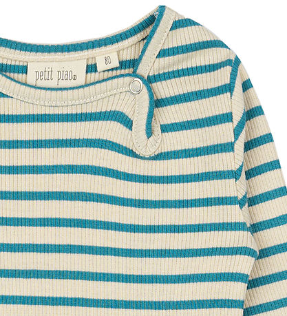 Petit Piao Samfella l/e - Rib - Modal - Grænblár/Dark Off White