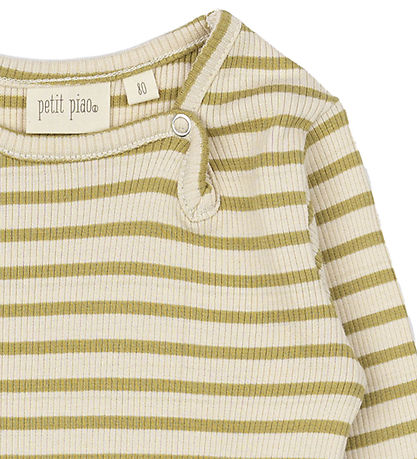 Petit Piao Bodysuit l/s - Rib - Modal - Khaki/Dark Off White