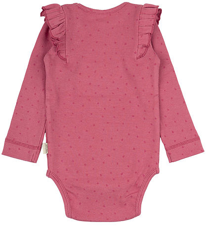 Petit Piao Bodysuit l/s - Rib - Modal - Frill - Light Berry