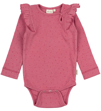 Petit Piao Bodysuit l/s - Rib - Modal - Frill - Light Berry