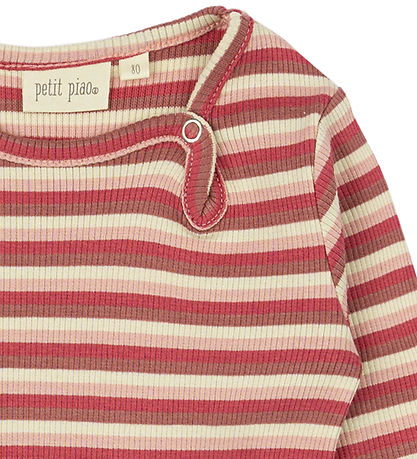 Petit Piao Samfella l/e - Rib - Modal - Light Berry/Multi Stripe