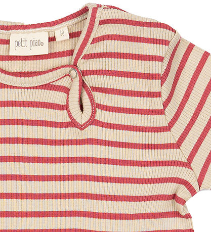 Petit Piao Kjóll - Rib - Modal - Light Berry/Dark Off White