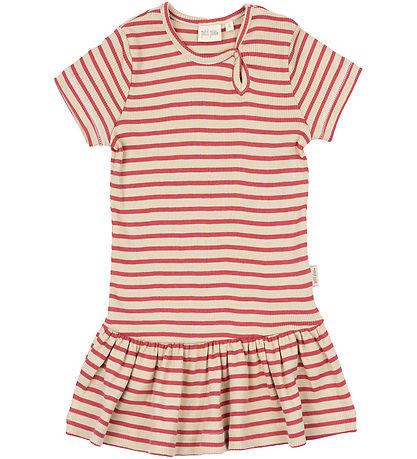 Petit Piao Kjóll - Rib - Modal - Light Berry/Dark Off White