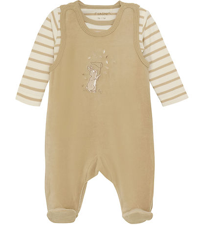 Fixoni Romper m. Voetjes m. Romper l/s - Fluweel - Sesam