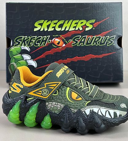 Skechers Shoes w. Lights - Skech-O-Saurus - Olive