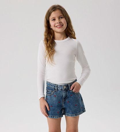 Name It Shorts - NkfBella - Noos - Medium+ Blue Denim/Heart EMBR