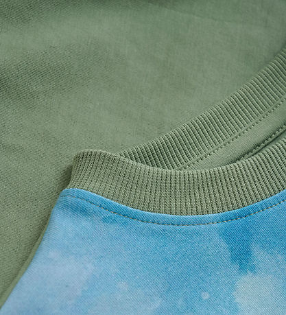 Minymo Bluse - Hedge Green m. Print