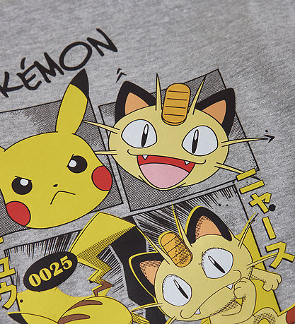 Minymo Stuttermabolur - Pokémon - Grey Melange