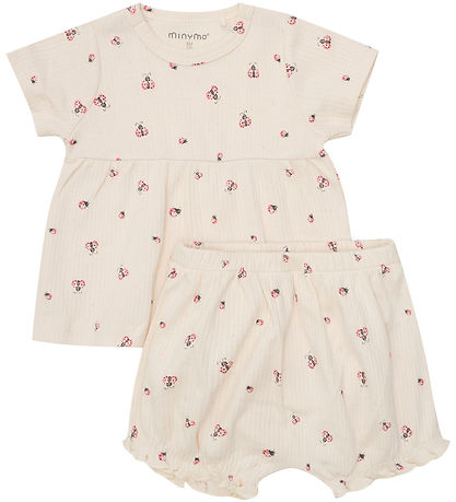Minymo Shortsit - Shortsit/T-paita - Joustinneule - White Swan