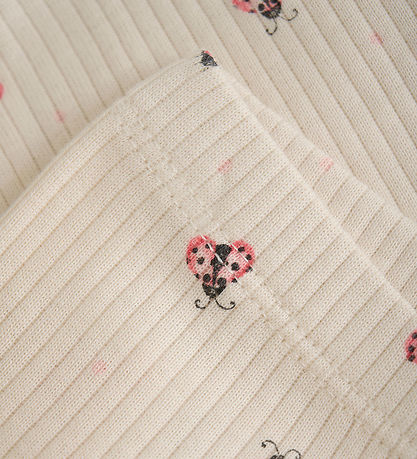 Minymo Leggings - Rib - White Swan M. Maríubjöllur