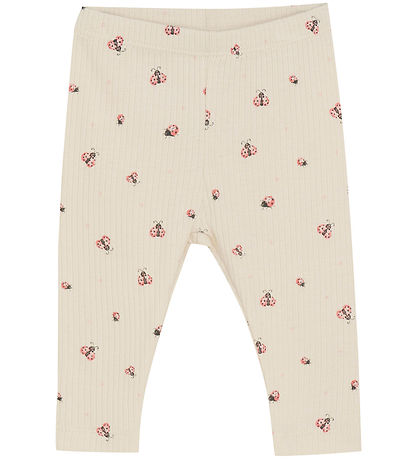 Minymo Leggings - Rib - White Swan M. Maríubjöllur
