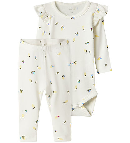 Name It Bodysuit l/e - NmfFilly - Cloud Dansari M. Sítrónur/Blóm