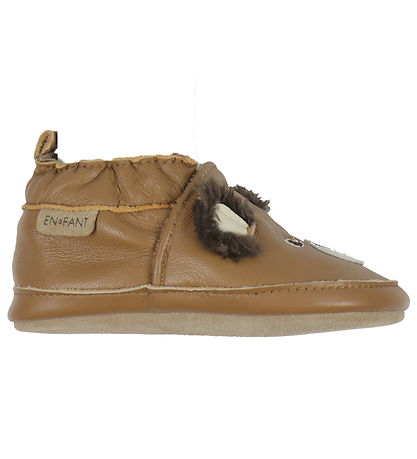Chaussures en cuir à semelle souple En Fant - Applique - Ours gr