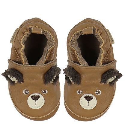 Chaussures en cuir à semelle souple En Fant - Applique - Ours gr