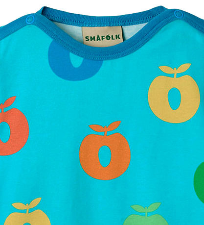 Småfolk Bodysuit s/s - Blue Atoll w. Apples